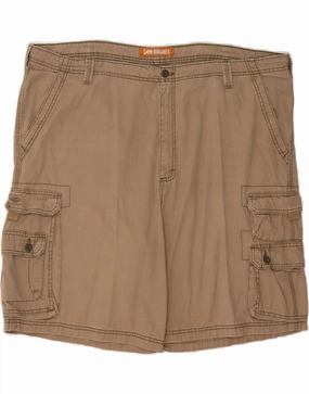 Slimming Effect LEE Mens Dungarees Cargo Shorts W50 4XL  Brown Cotton