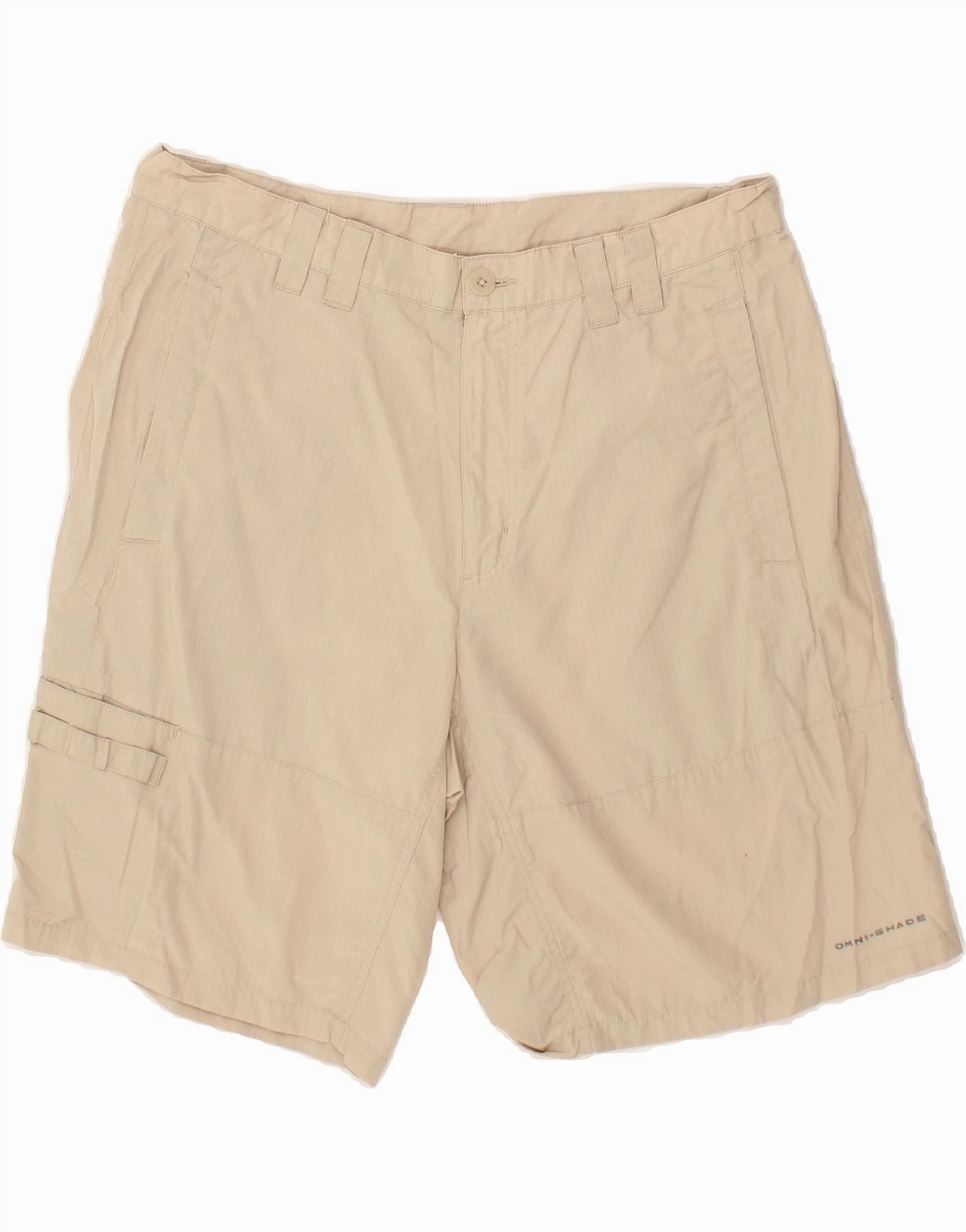 Dynamic Flex Zones Breathable Performance Fit COLUMBIA Mens Cargo Shorts W38 XL Beige Cotton