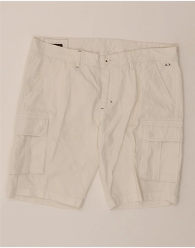 SUN68 Mens Cargo Shorts W38 XL White Cotton Low-waisted