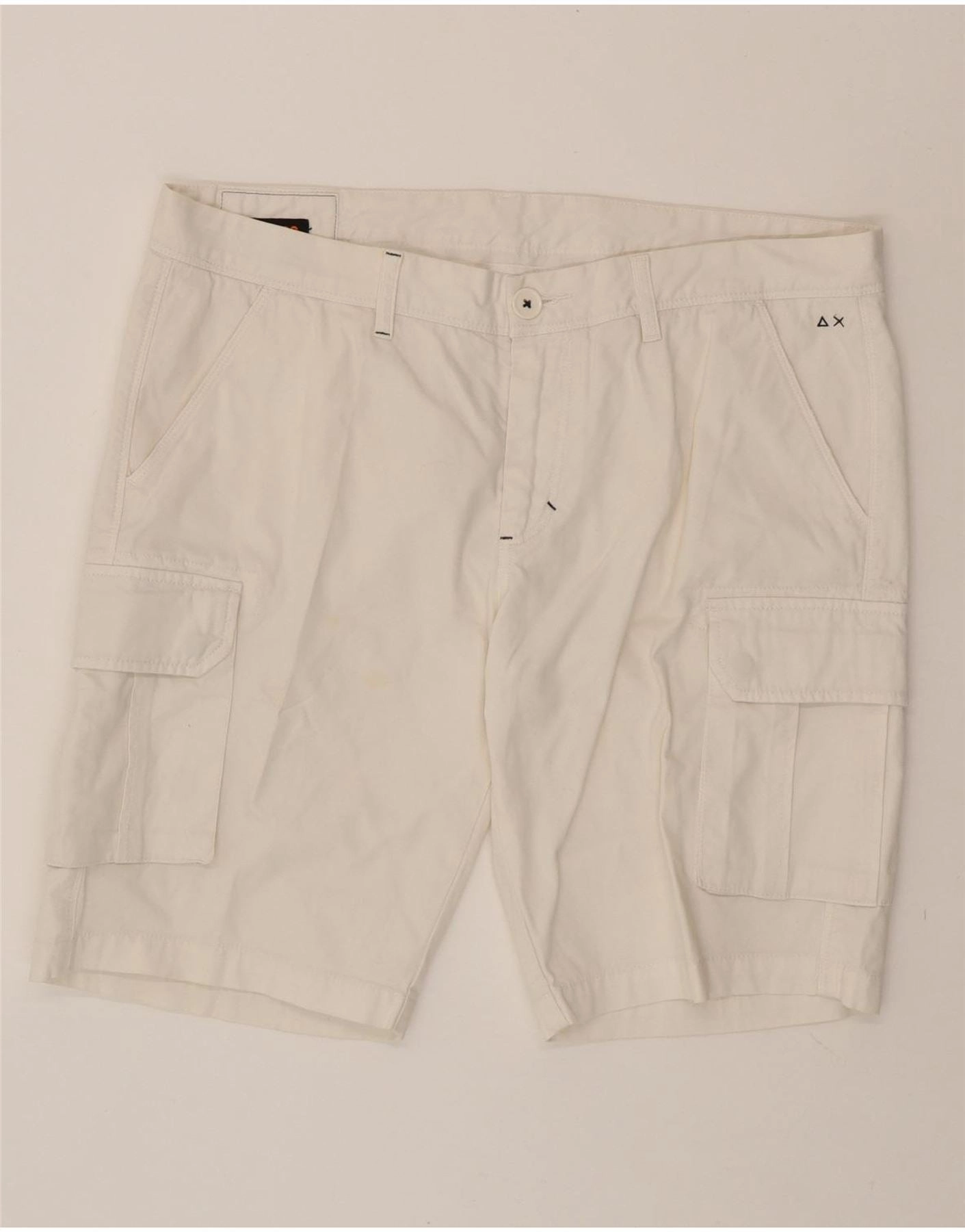 SUN68 Mens Cargo Shorts W38 XL White Cotton Low-waisted