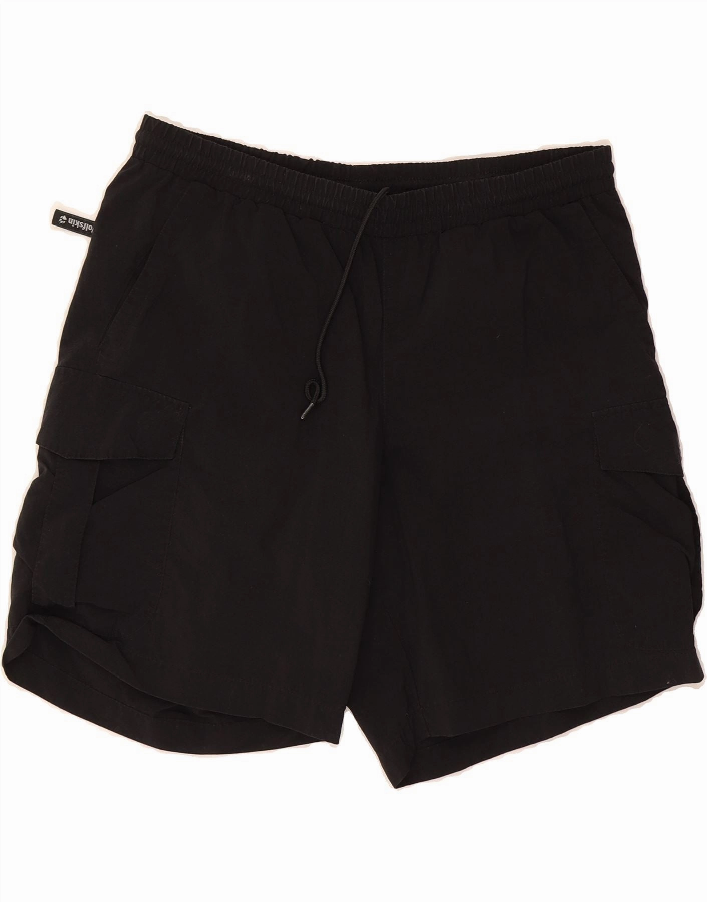 Vegan Leather Elastic Waistband Design JACK WOLFSKIN Mens Cargo Shorts Large W34 Black Polyester