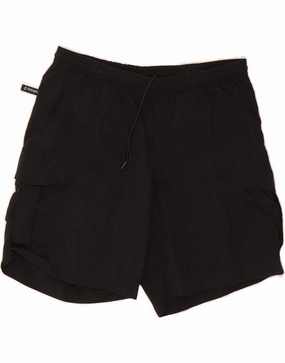 Vegan Leather Elastic Waistband Design JACK WOLFSKIN Mens Cargo Shorts Large W34 Black Polyester