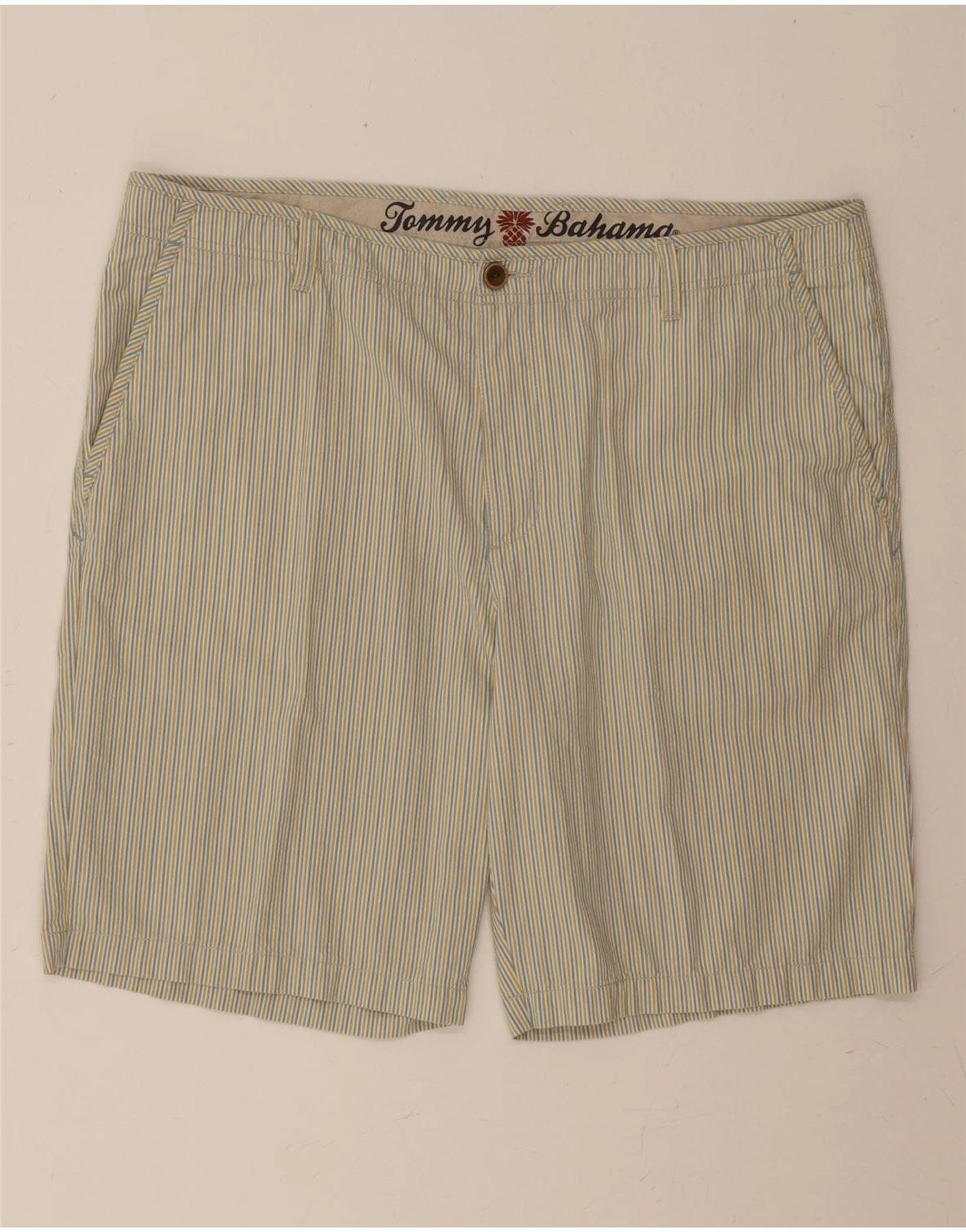 TOMMY BAHAMA Mens Chino Shorts W38 XL Green Pinstripe Cotton summer shorts
