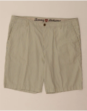 TOMMY BAHAMA Mens Chino Shorts W38 XL Green Pinstripe Cotton summer shorts