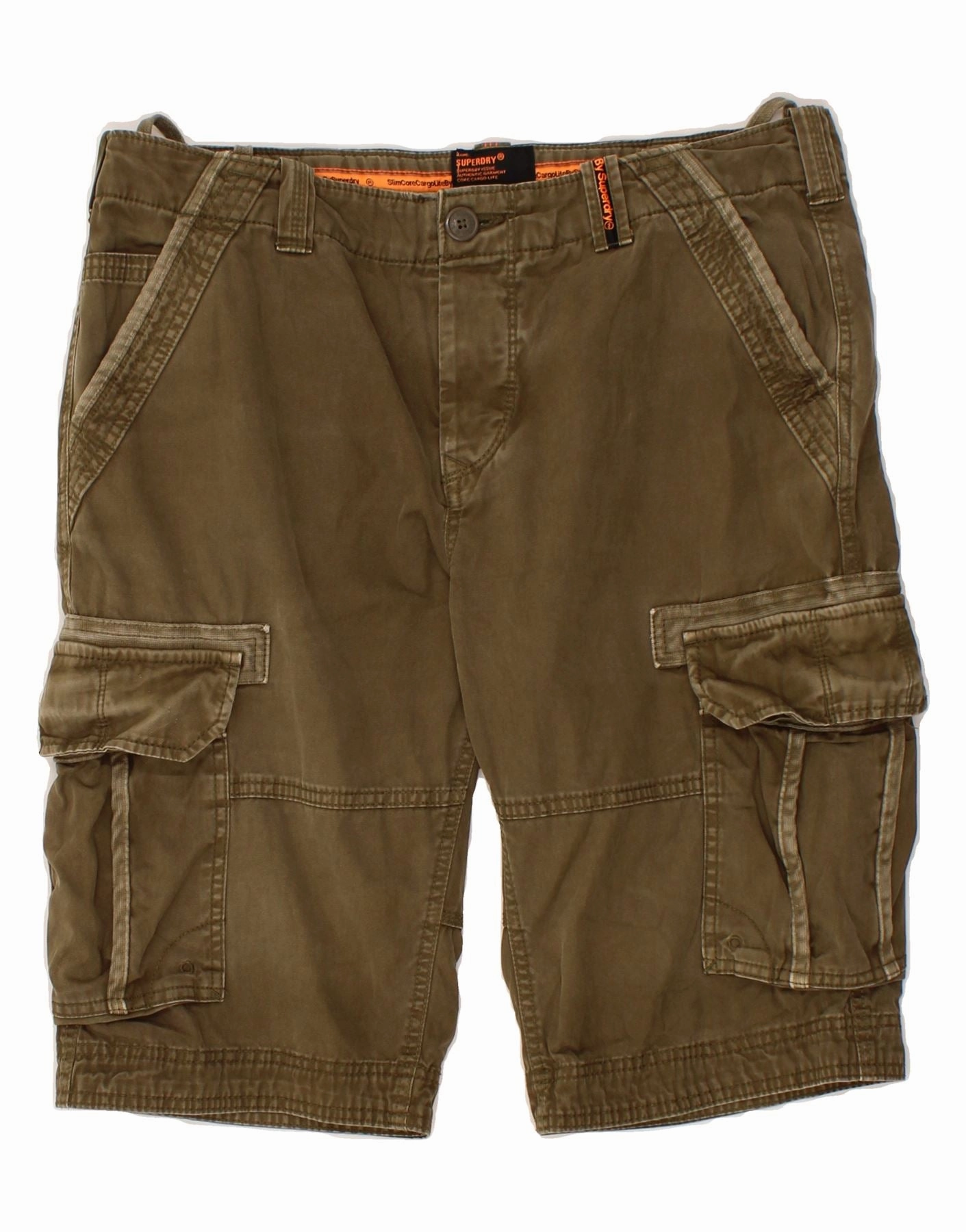 SUPERDRY Mens Cargo Shorts Large W36 Brown Cotton Army DoubleStitchedSeams