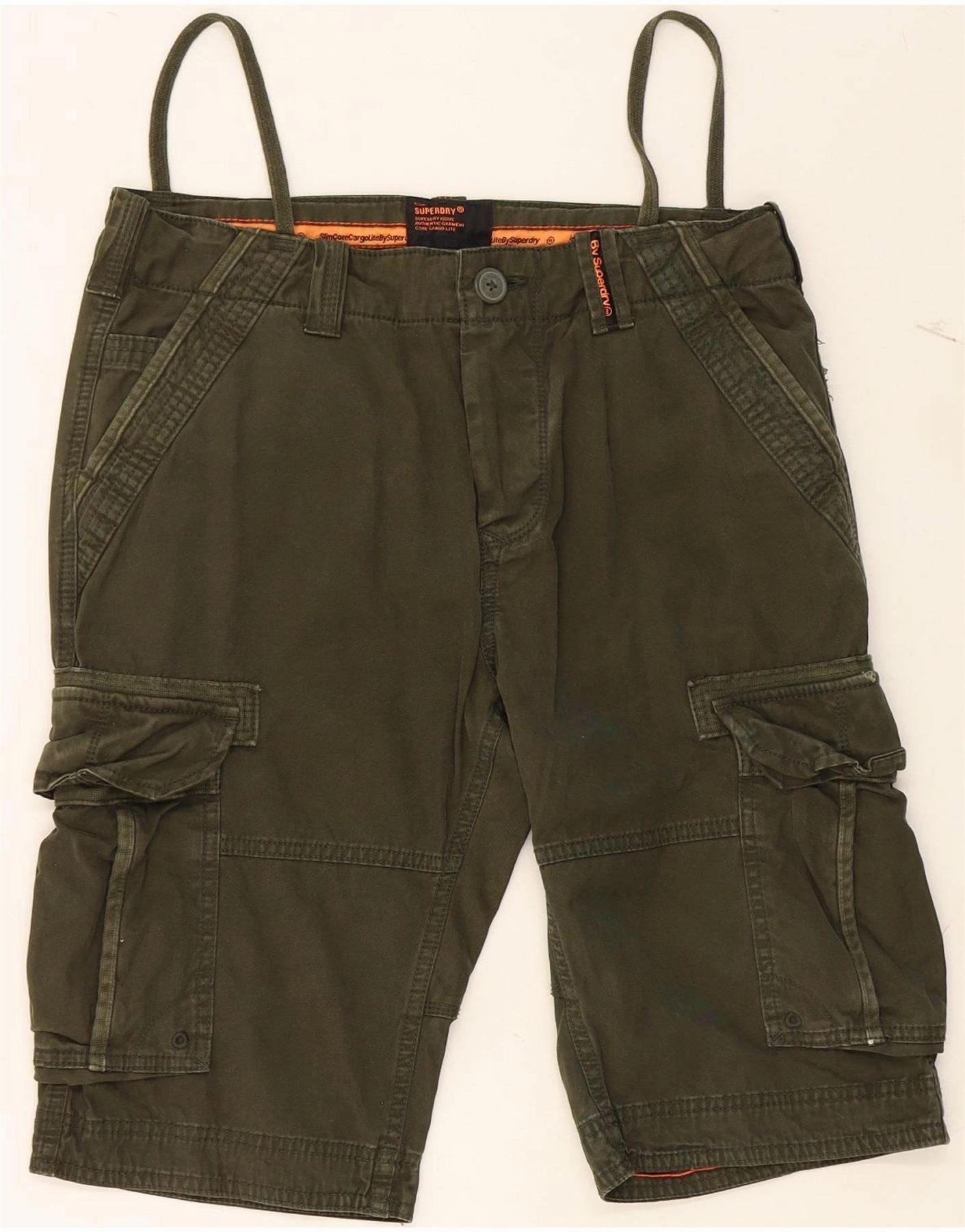 Sporty Fit Design Comfy Layer SUPERDRY Mens Cargo Shorts W30 Medium Khaki Cotton