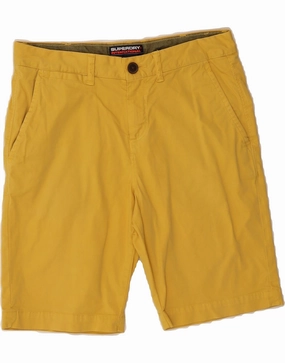 SUPERDRY Mens Chino Shorts W30 Medium Yellow Cotton Secure Pocket Zippers overalls