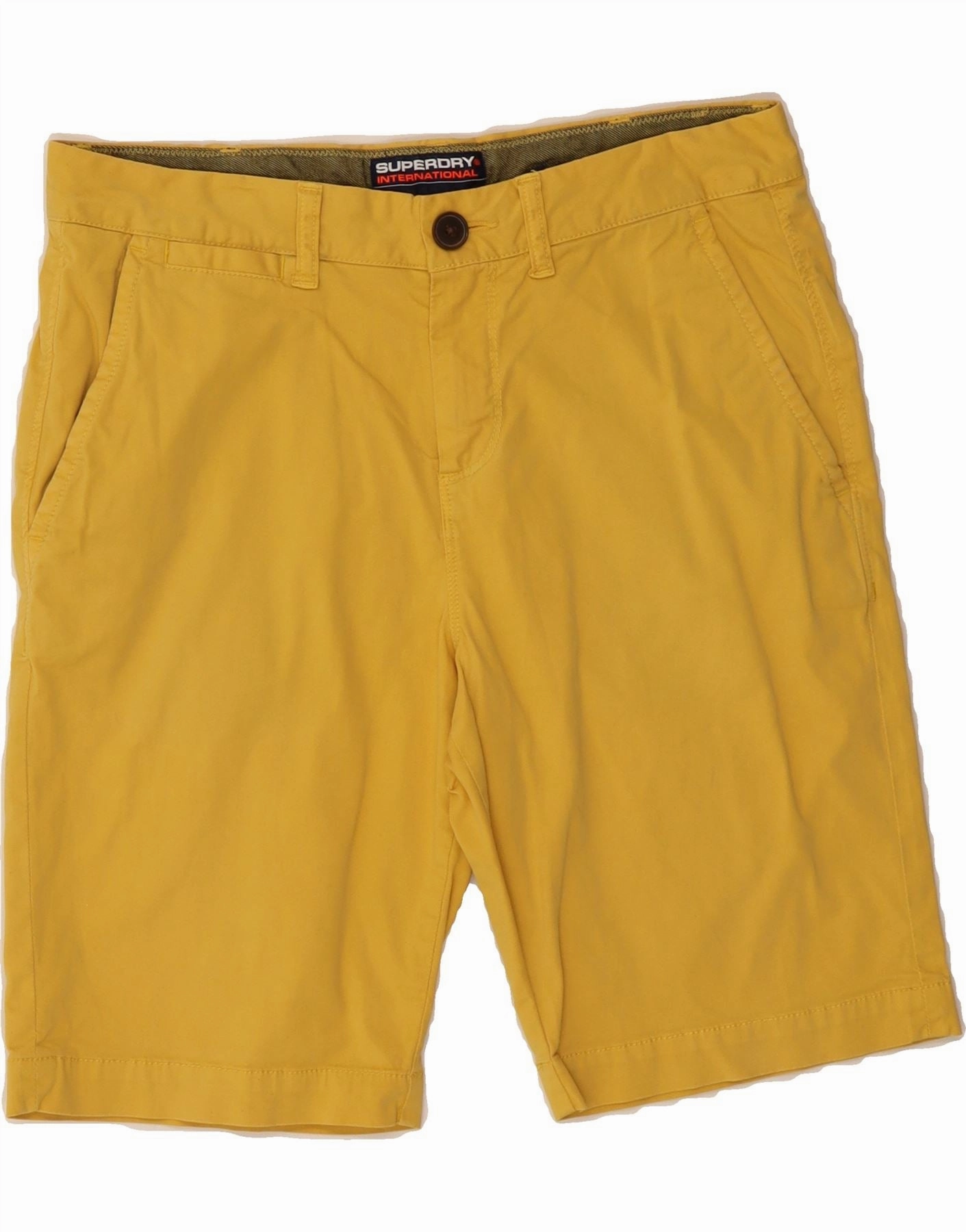 SUPERDRY Mens Chino Shorts W30 Medium Yellow Cotton Secure Pocket Zippers overalls