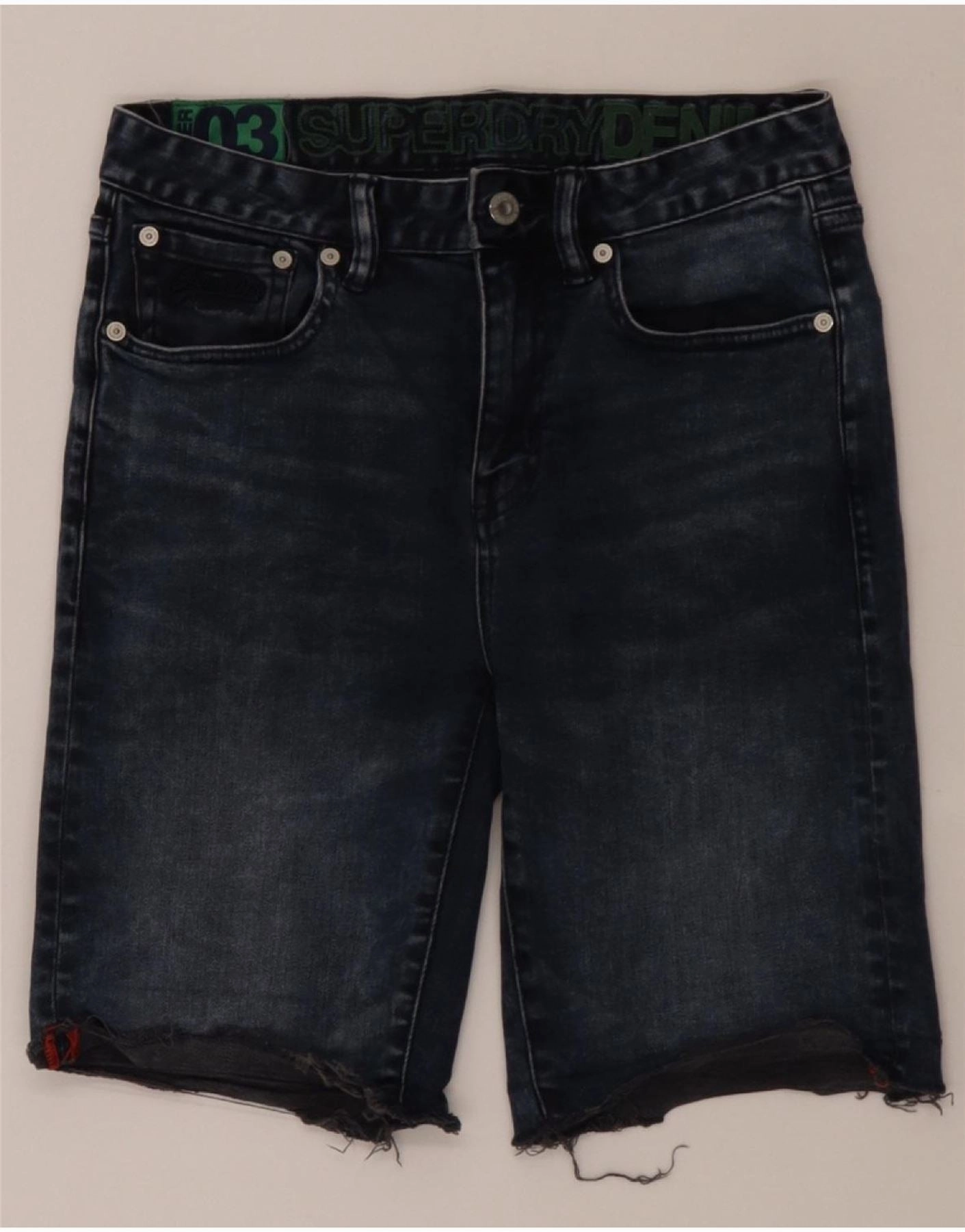 SUPERDRY Mens Denim Shorts W30 Medium Navy Blue Cotton Effortless Style