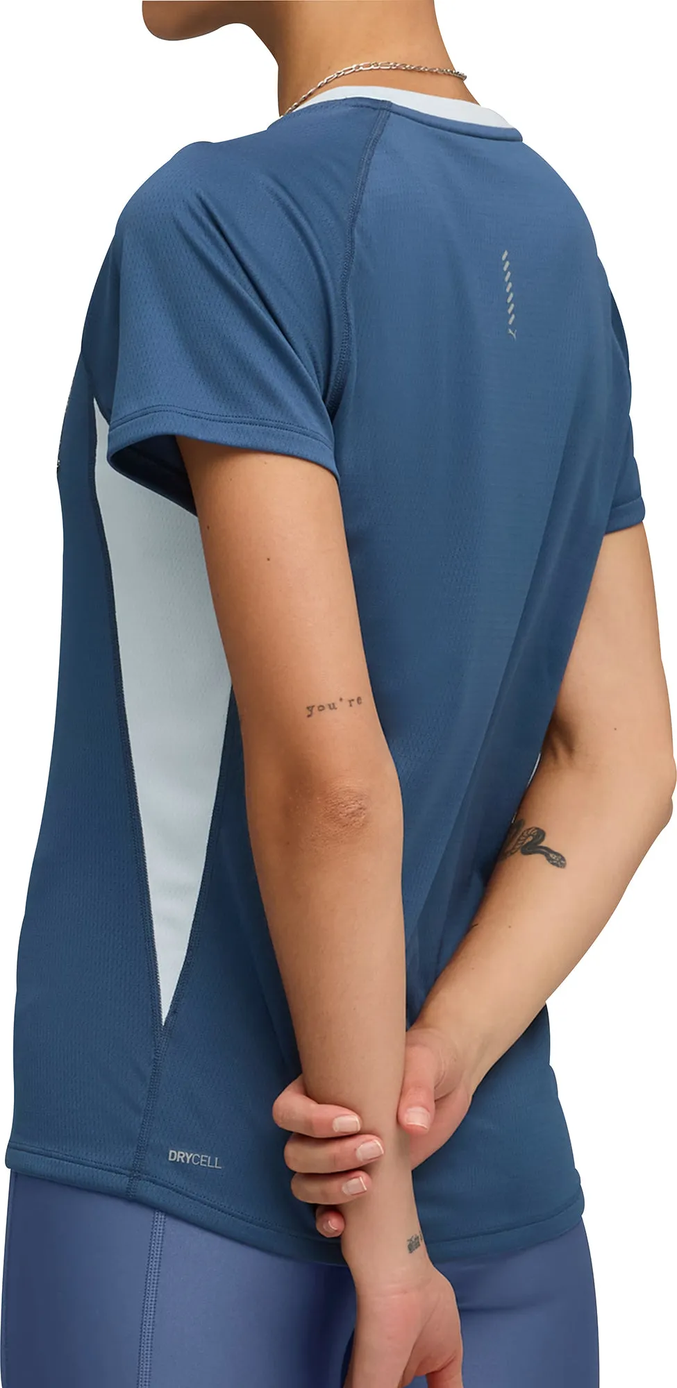 Simple and Chic Puma Velocity Short Sleeve Womens Running Top - Blue