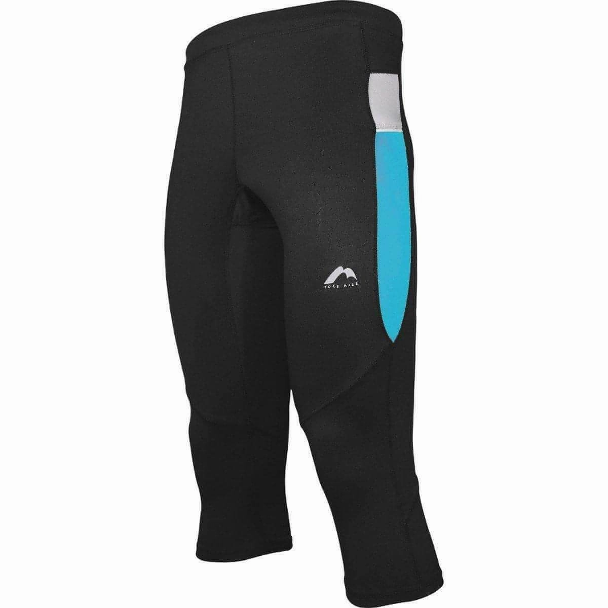 More Mile More-Tech Mens 3/4 Capri Running Tights - Black Power Feel Perfect Fit Design