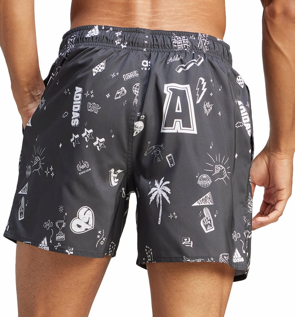 Side-Tie adidas Brand Love CLX Mens Swim Shorts - Grey