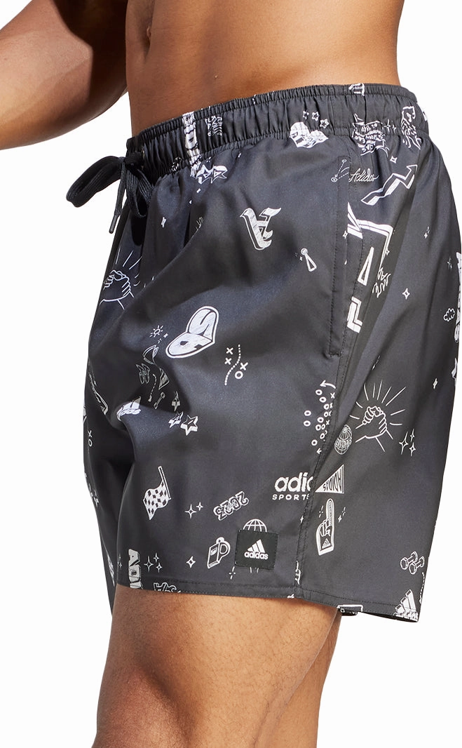 Non Irritating Seams Nautical Inspiration adidas Brand Love CLX Mens Swim Shorts - Grey