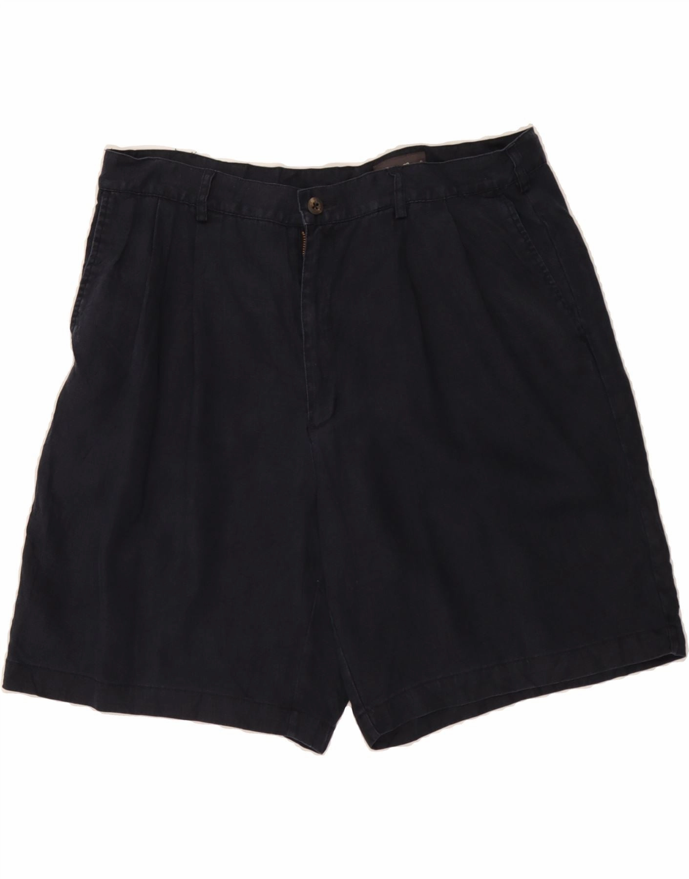 EDDIE BAUER Mens Pegged Chino Shorts W38 XL Navy Blue Linen Wool blend denim alternative