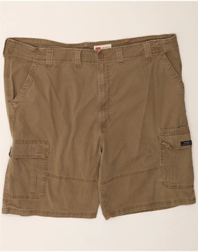 WRANGLER Mens Relaxed Fit Cargo Shorts W46 3XL Beige Check Cotton Active Wear Fit