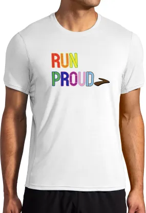 Durable Ribbed Hem Stylish Layering Brooks Distance Graphic Short Sleeve Mens Running Top - White