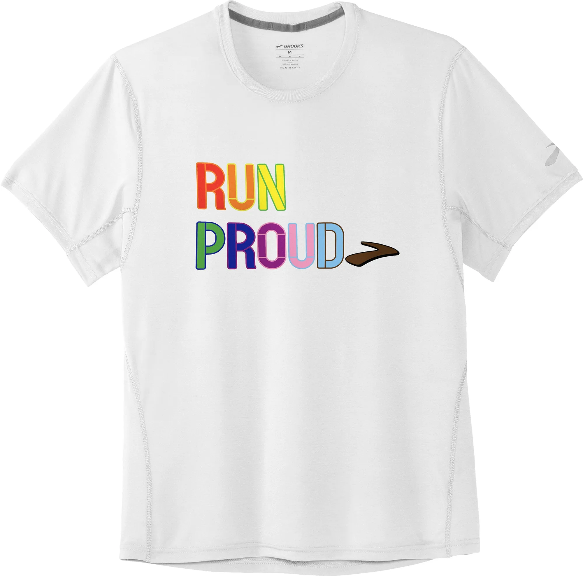 Classic Outfit Brooks Distance Graphic Short Sleeve Mens Running Top - White