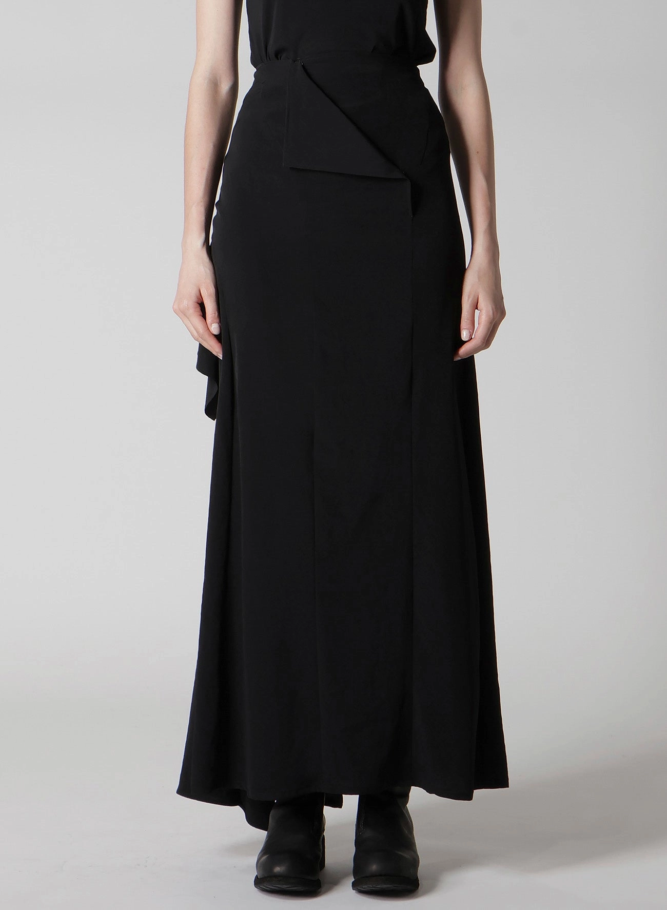 TA/PE CREPE DE CHINE B DRAPED HIGH WAIST SKIRT Low Rise Fit