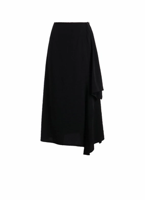 Layered Wear Ripstop Texture TA/PE CREPE DE CHINE L DRAPED SKIRT