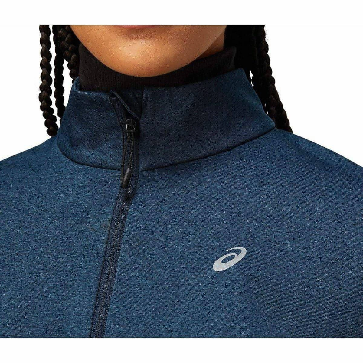 Light Reflective Trims Sport Influence Asics Lite-Show Winter Womens Running Jacket - Navy