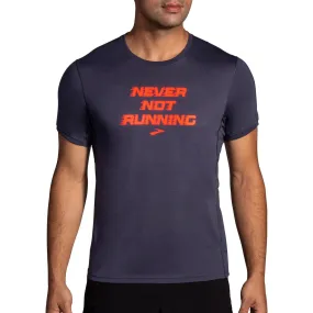 Travel convenience Brooks Distance Graphic Short Sleeve Mens Running Top - Grey