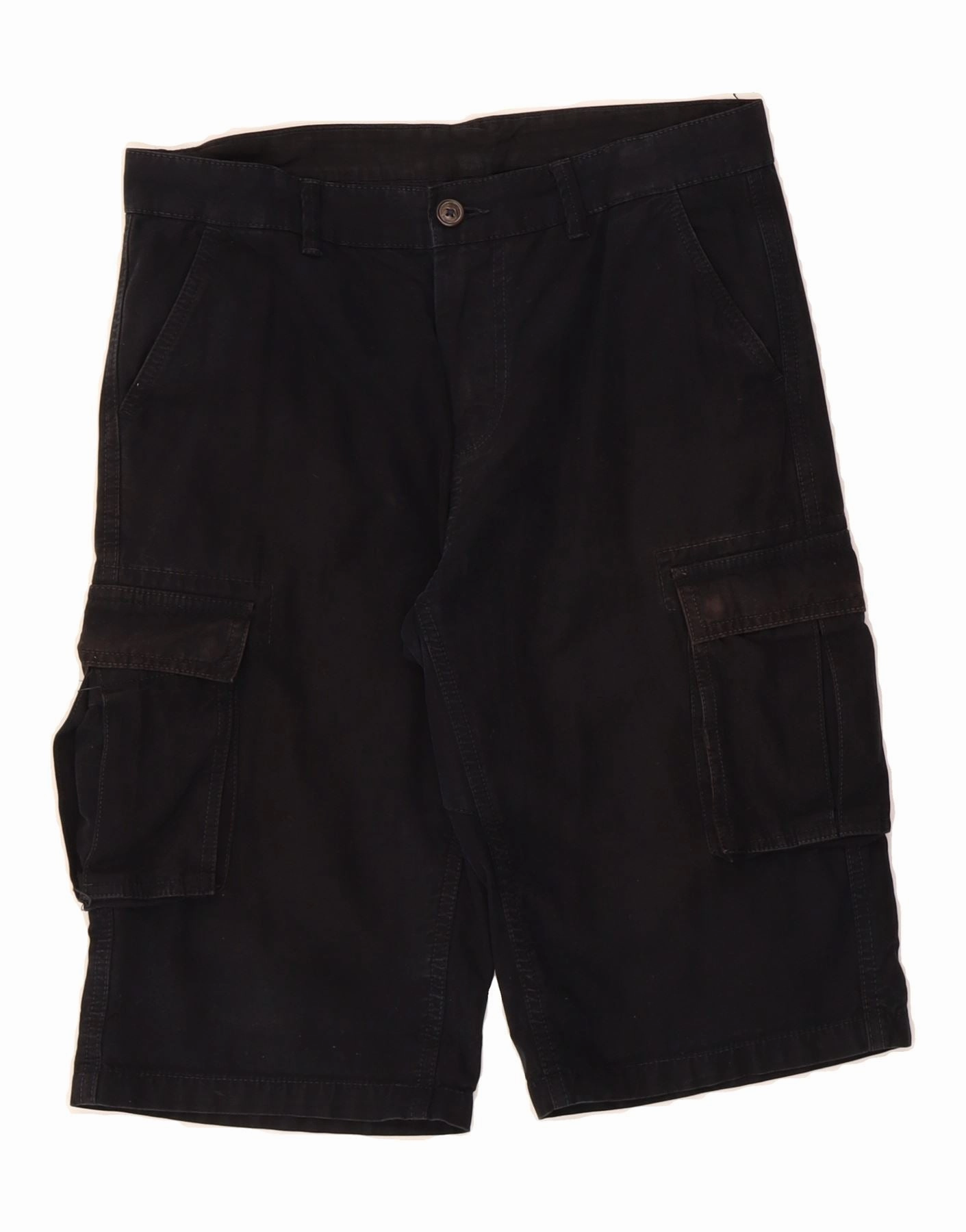 SCOUT Mens High Waist Cargo Shorts XS W32  Black Durable Hemming Relaxed fit style