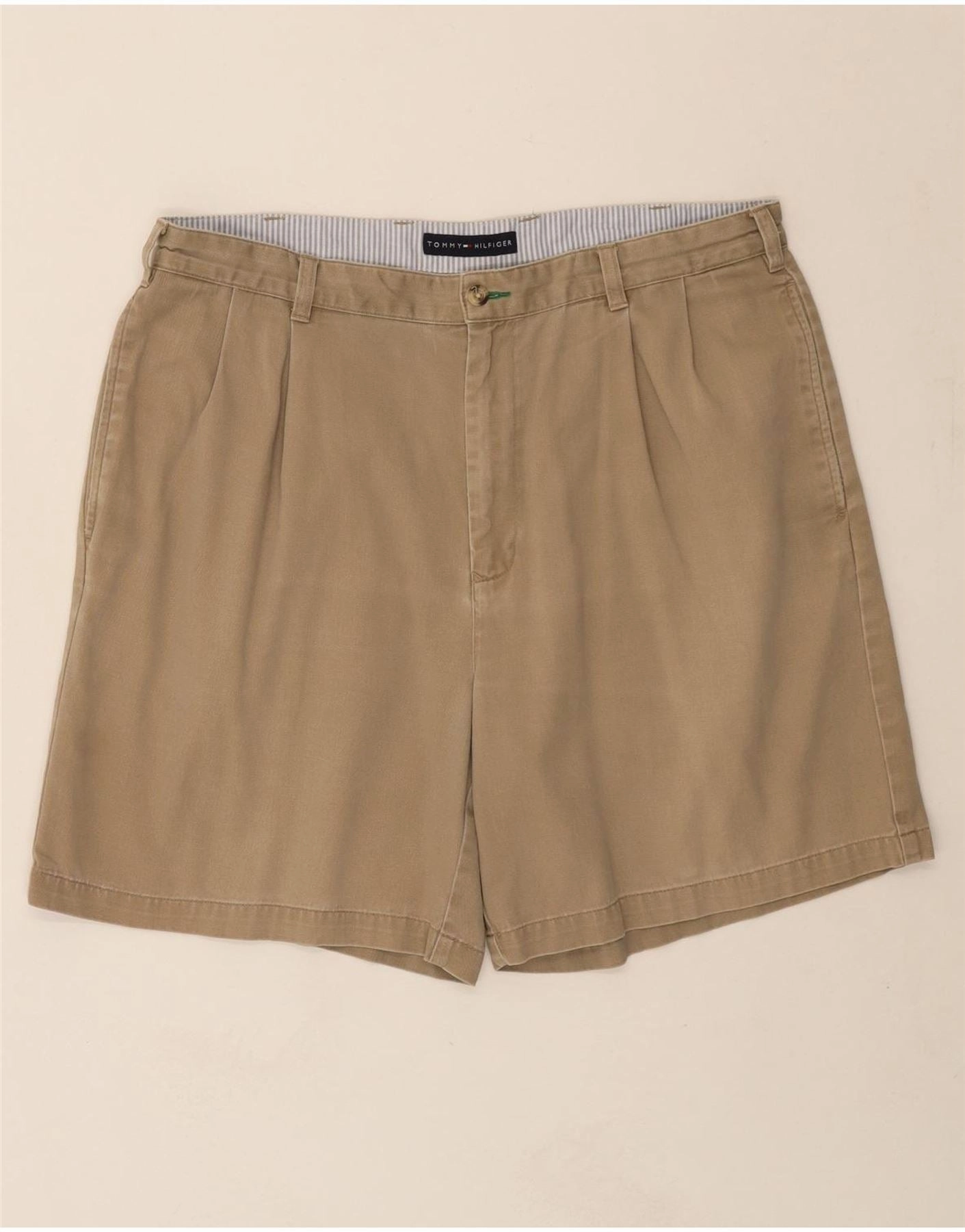TOMMY HILFIGER Mens Chino Shorts W38 XL Beige Cotton low waisted