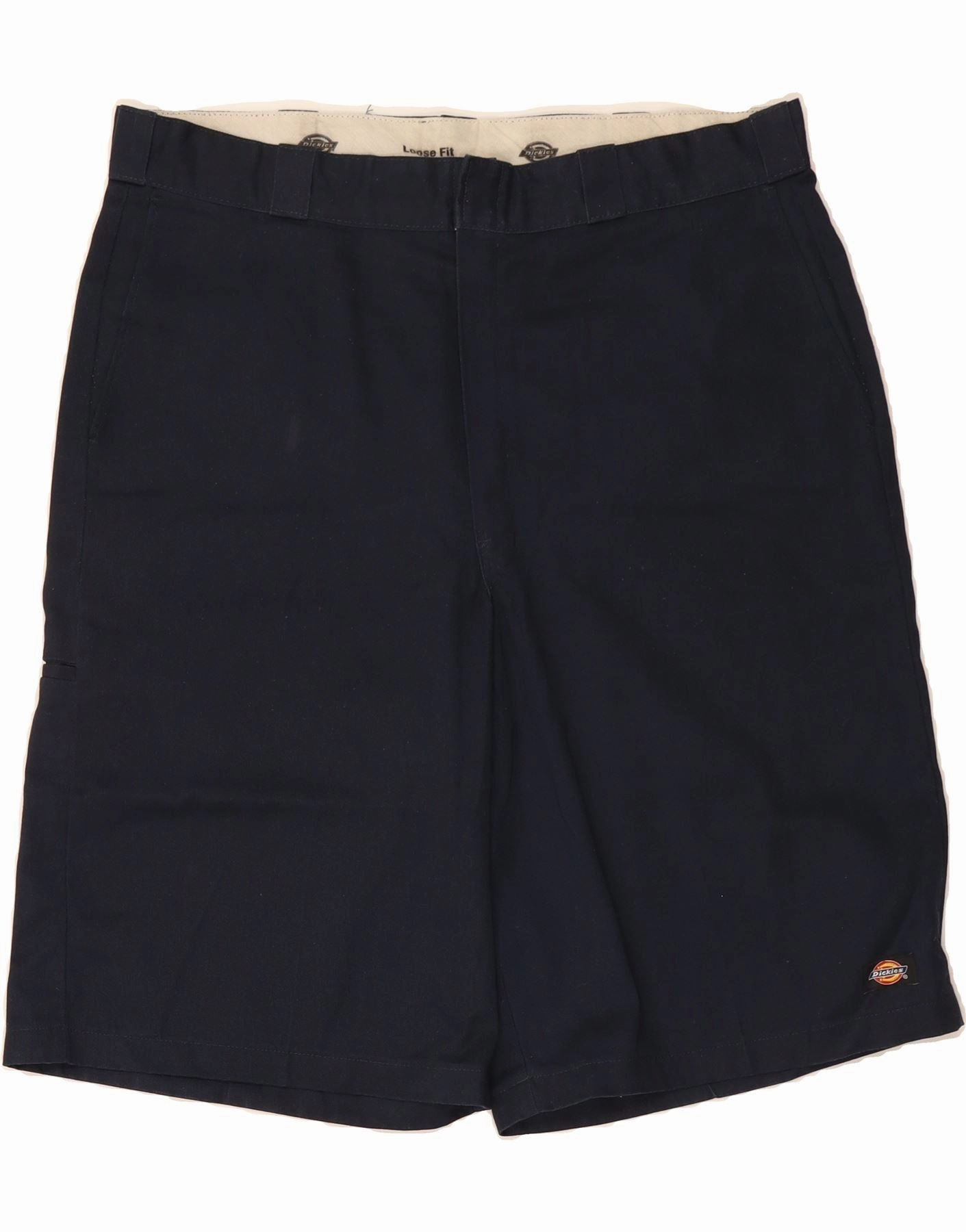 DICKIES Mens Loose Fit Chino Shorts W40 XL Navy Blue Polyester SeamlessConstruction Light Flex