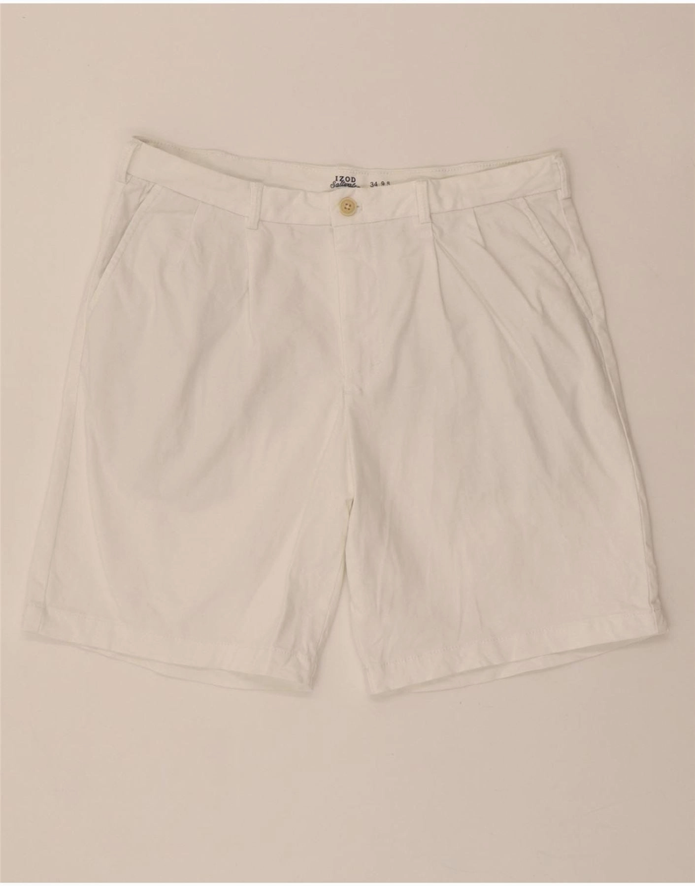Office Attire IZOD Mens Salt Water Pegged Chino Shorts W34 Large White Cotton