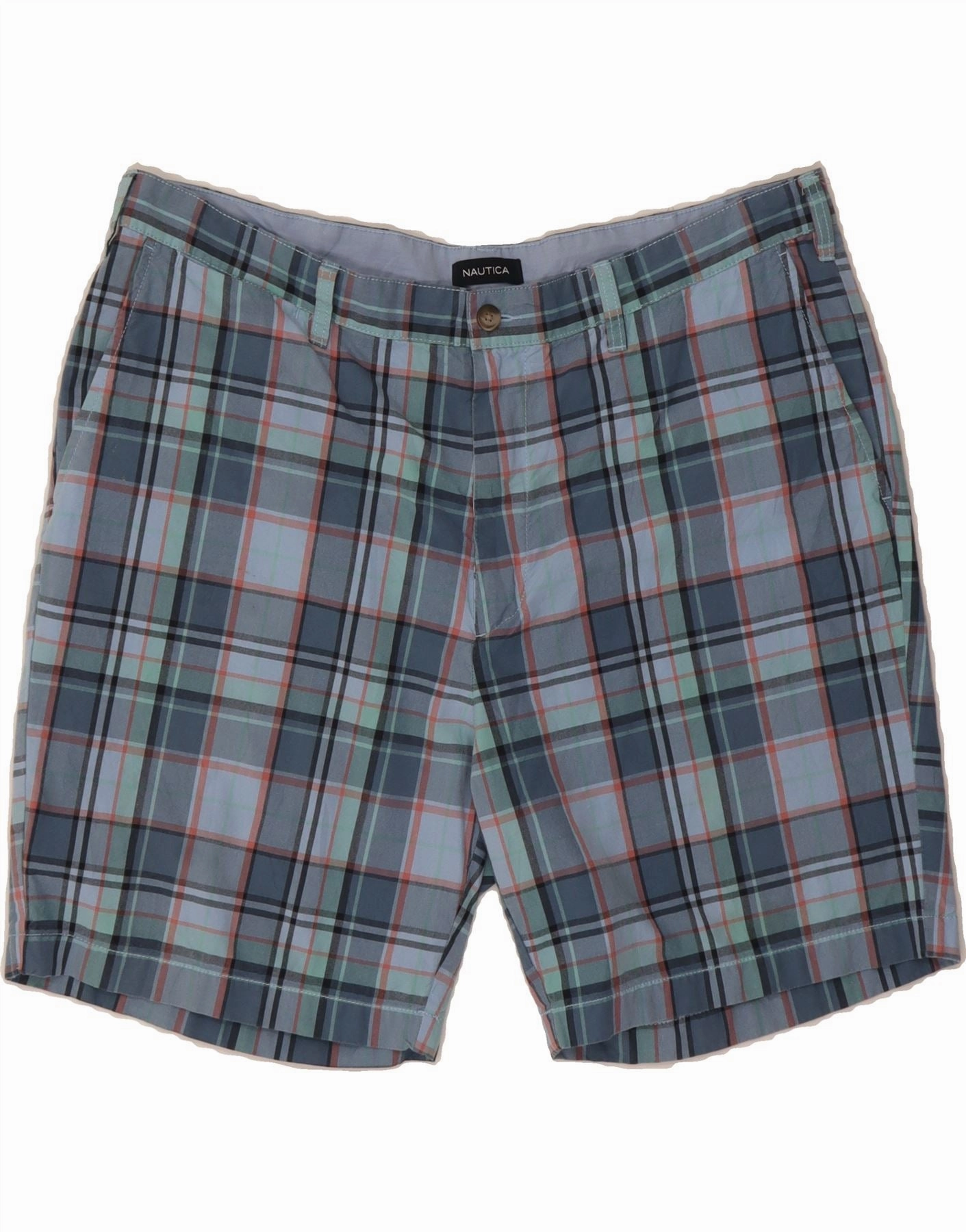 gym kit Breezy Fit NAUTICA Mens Chino Shorts W40 XL  Blue Check Cotton