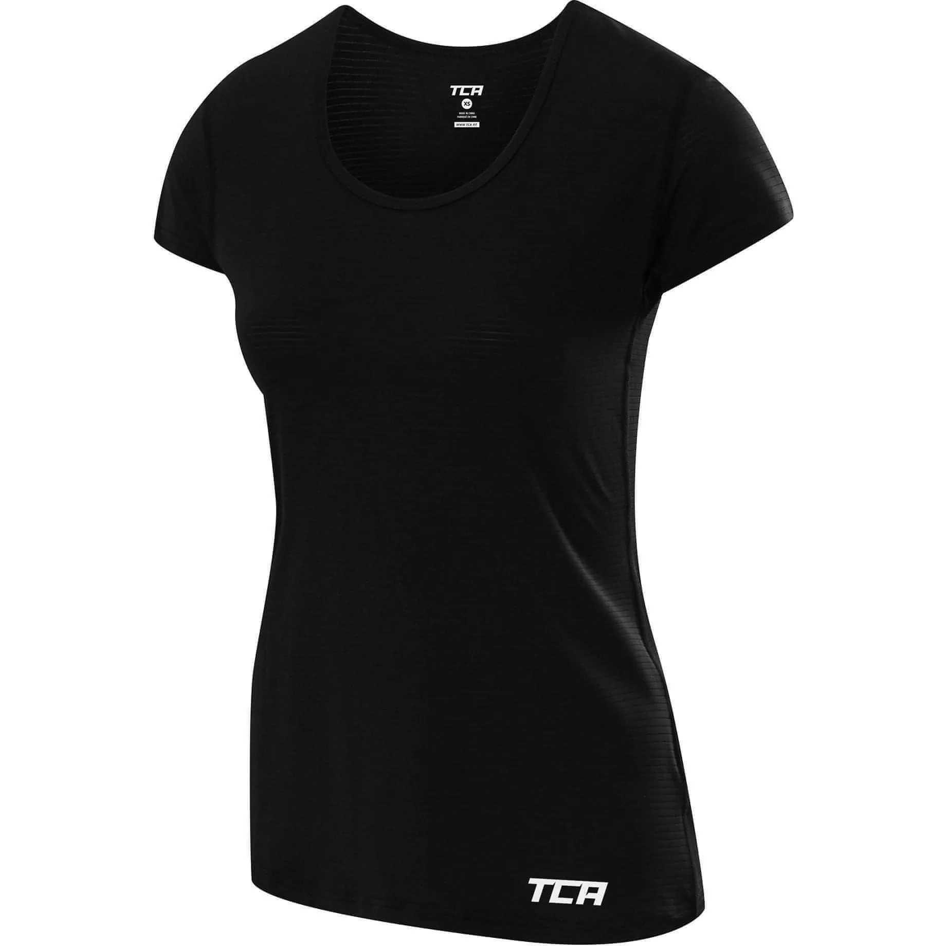Daily Outfit Style Casual Chic Look TCA Air Scoop Neck Short Sleeve Womens Training Top - Black