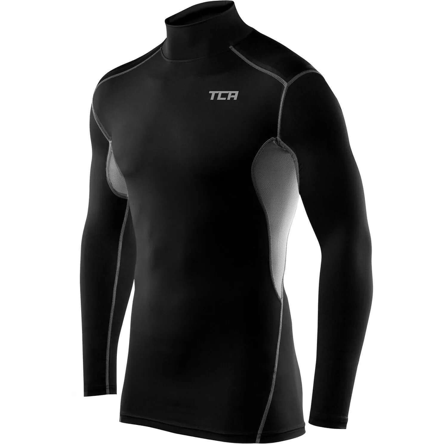 TCA HyperFusion Mock Neck Long Sleeve Mens Compression Top - Black Exclusive