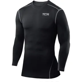 TCA Pro Performance Mens Long Sleeve Compression Top - Black funky