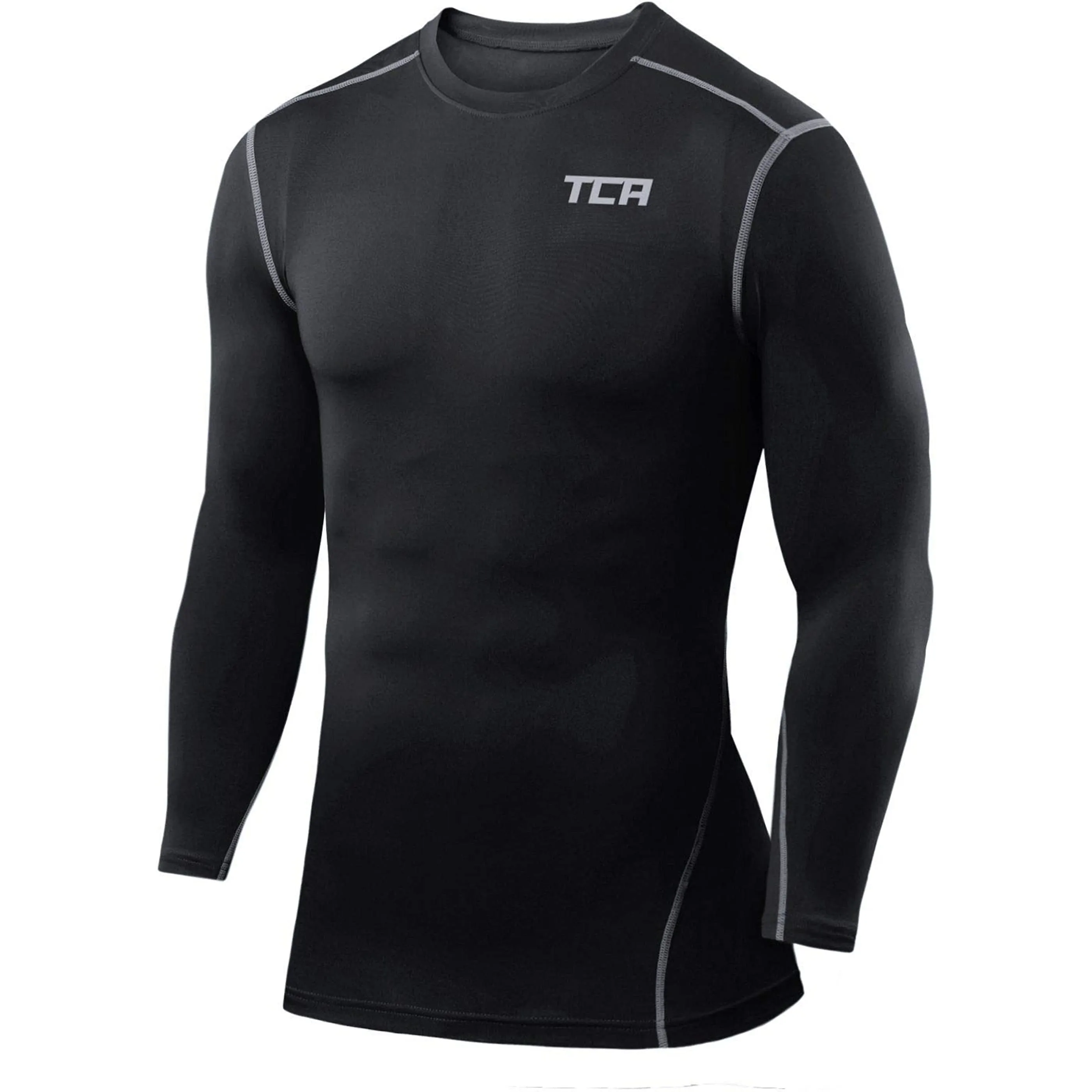 TCA Pro Performance Mens Long Sleeve Compression Top - Black funky