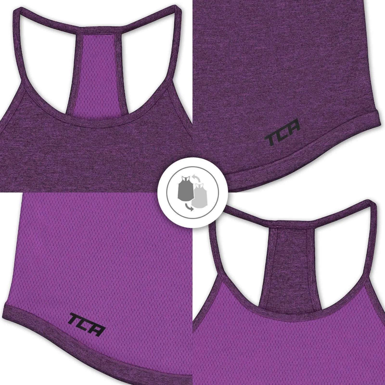 Stylish and Easygoing TCA Switch Up Reversible Womens Running Vest Tank Top - Purple