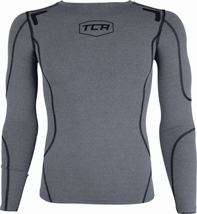 Zippered Pockets TCA Elite Plus Long Sleeve Junior Compression Top - Grey
