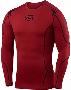 TCA Elite Plus Long Sleeve Junior Compression Top - Red Indoor