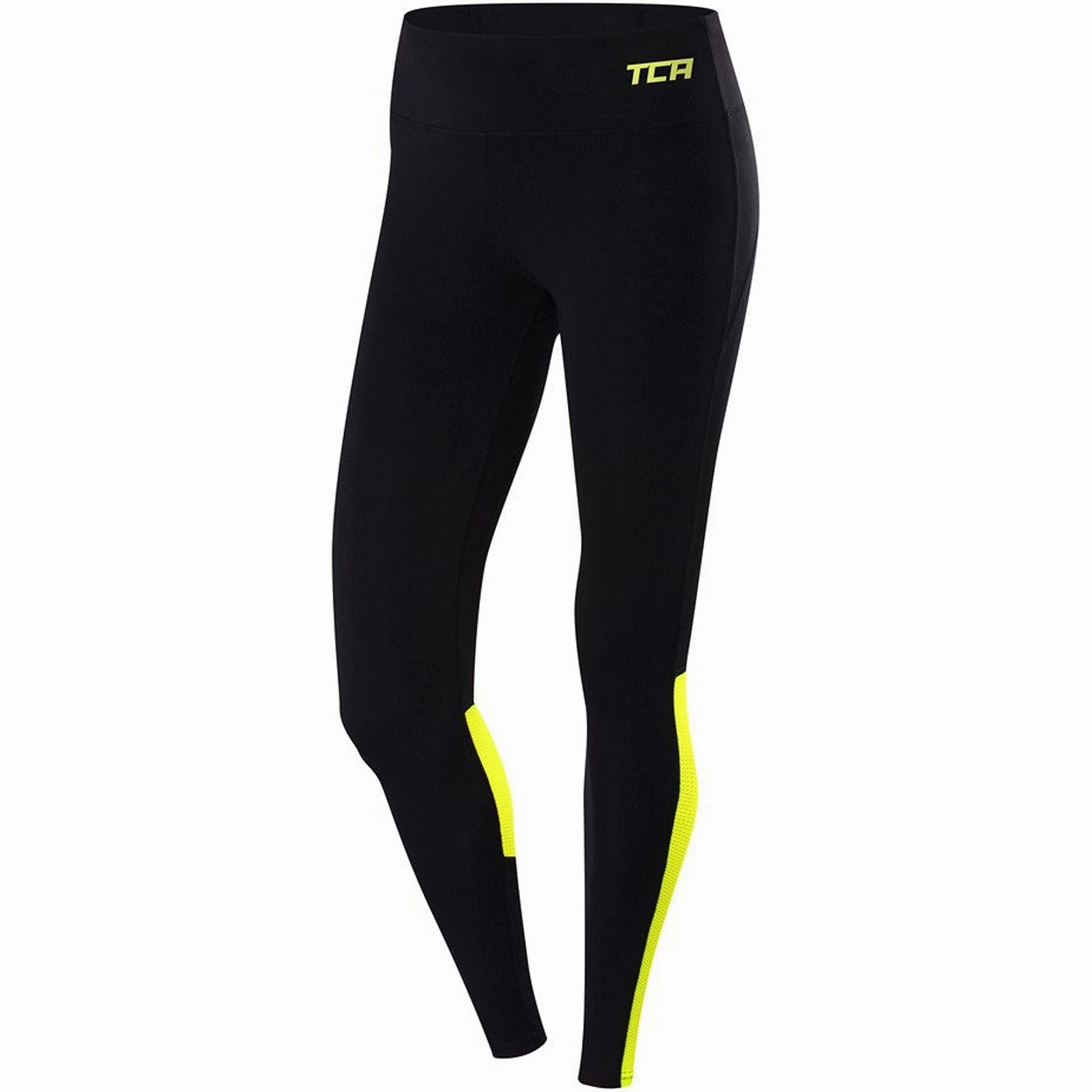 Sleek and Slim TCA Hex Mesh Womens Long Running Tights - Black
