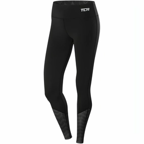 Layered Panel Design Full-Length Wear TCA Impulse Printed Womens Long Running Tights - Black