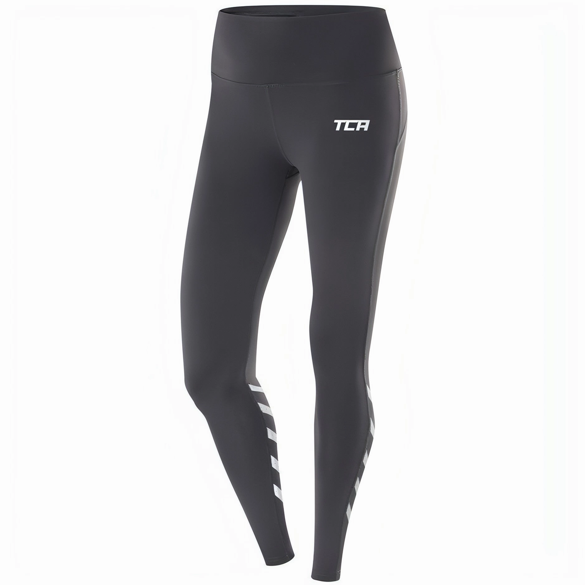 TCA Laser Tech Reflective Womens Long Running Tights - Grey All-day Flex