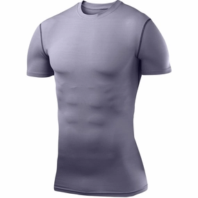 Soft Brushed Finish TCA PowerLayer Compression Junior Short Sleeve Running Top - Grey