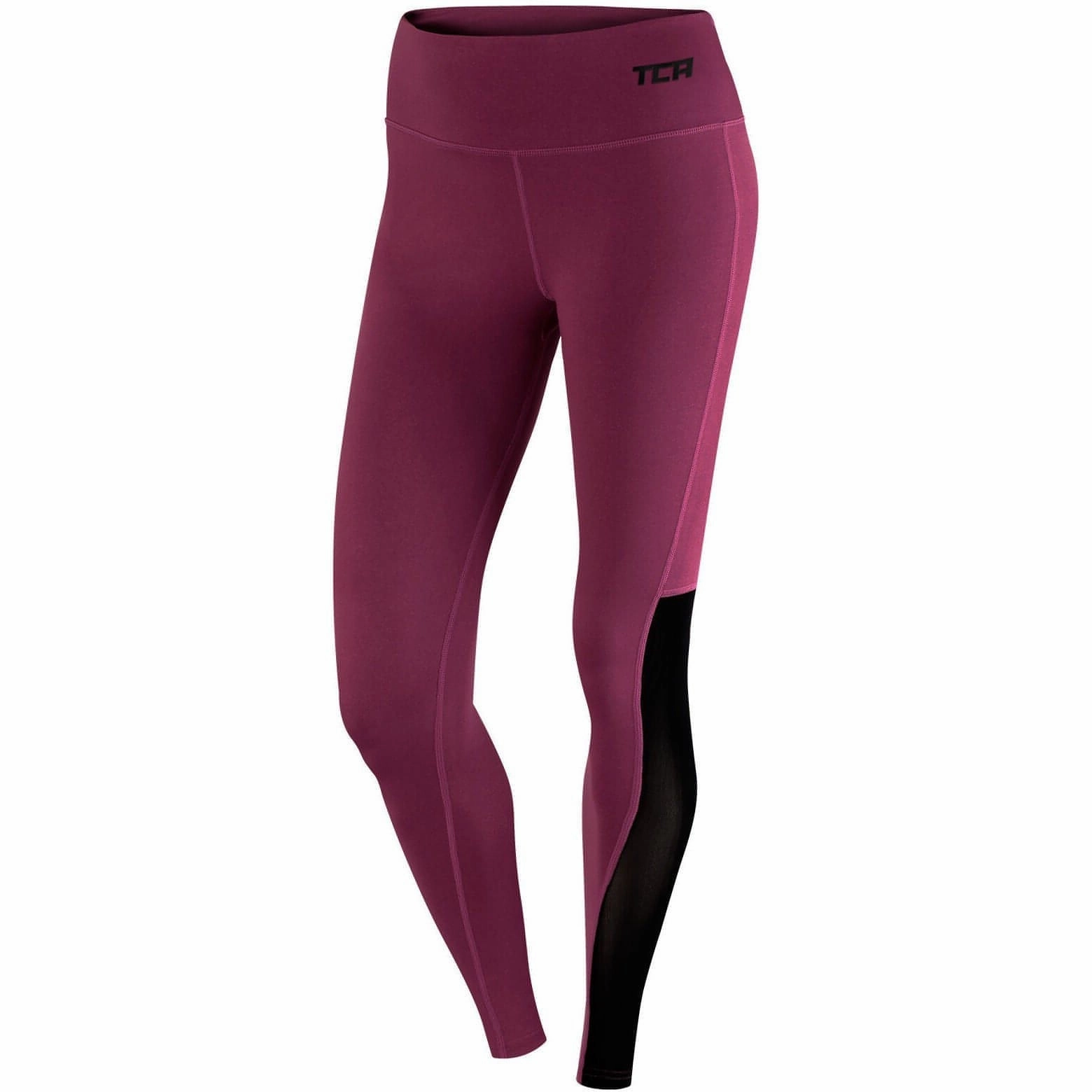 TCA Pro Performance MeshLuxe Womens Long Running Tights - Pink Sleek Fit Design