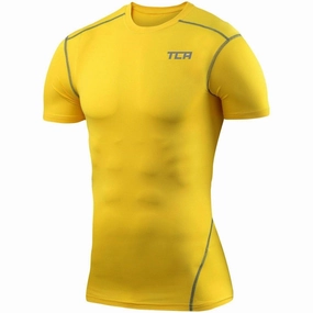 Lightweight Weave TCA Pro Performance Short Sleeve Thermal Junior Compression Top - Yellow