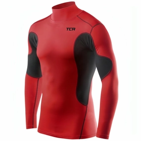 TCA SuperThermal Long Sleeve Mock Junior Compression Top - Red Taped Seam Reinforcement