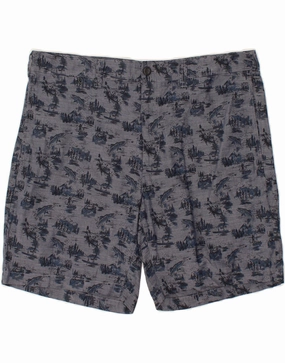 Gym Wear EDDIE BAUER Mens Abstract Pattern Chino Shorts W38 XL Navy Blue Cotton