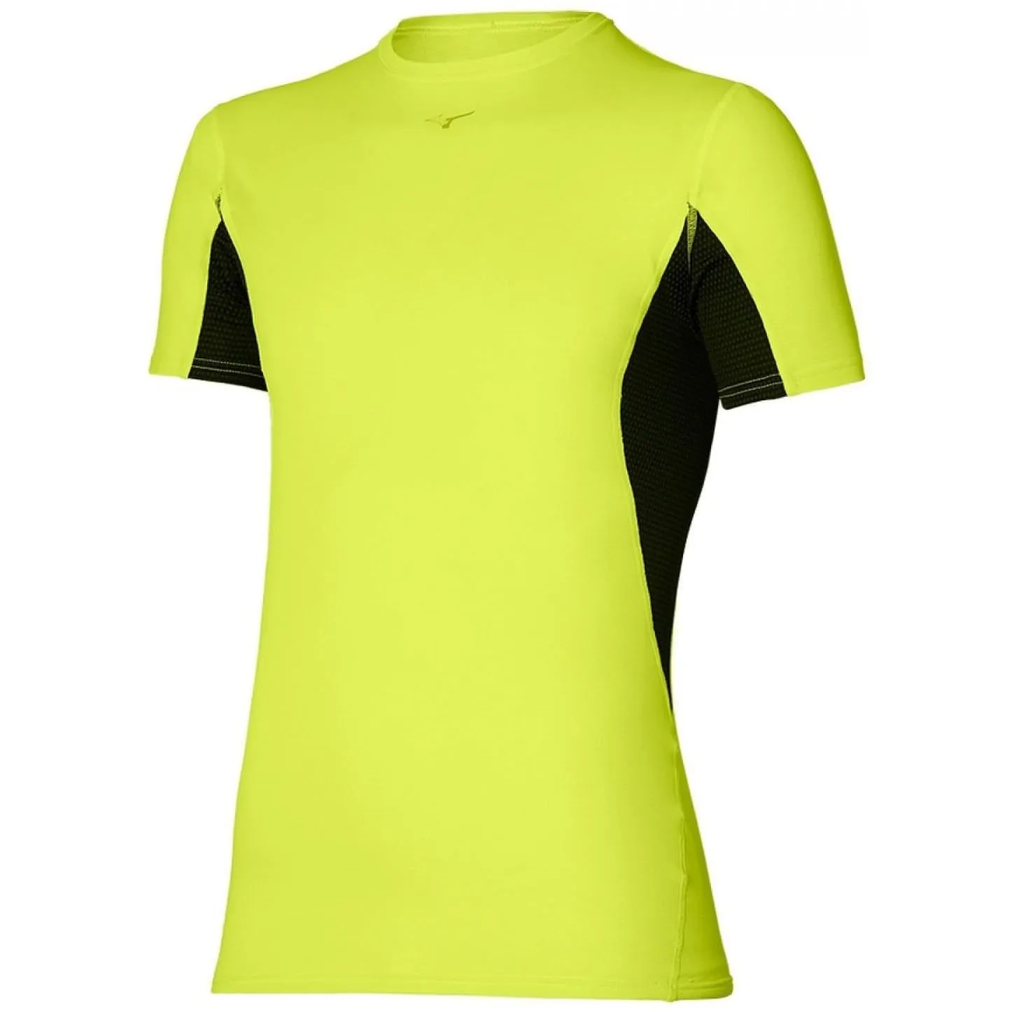 Mizuno Breath Thermo Mid-Light Weight Short Sleeve Mens Running Top - Yellow Temperature Regulating Fabric Timeless Layering