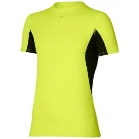 Recycled Polyester Thread Non Iron Fabric Mizuno Breath Thermo Mid-Light Weight Short Sleeve Mens Running Top - Yellow