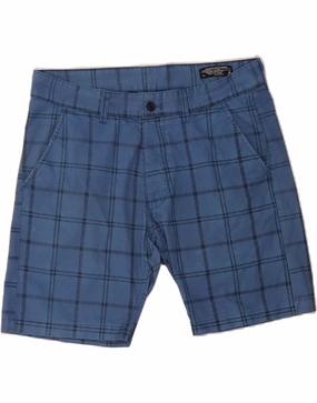 JACK & JONES Mens Chino Shorts XL W38  Blue Check Cotton Wrinkle-Resistant button-down look