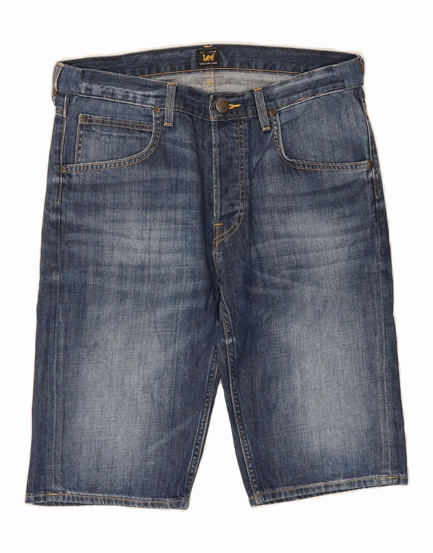 LEE Mens 5 Pocket Short Denim Shorts W31 Medium  Navy Blue Cotton Comfy Active Wear Chill Comfort Design