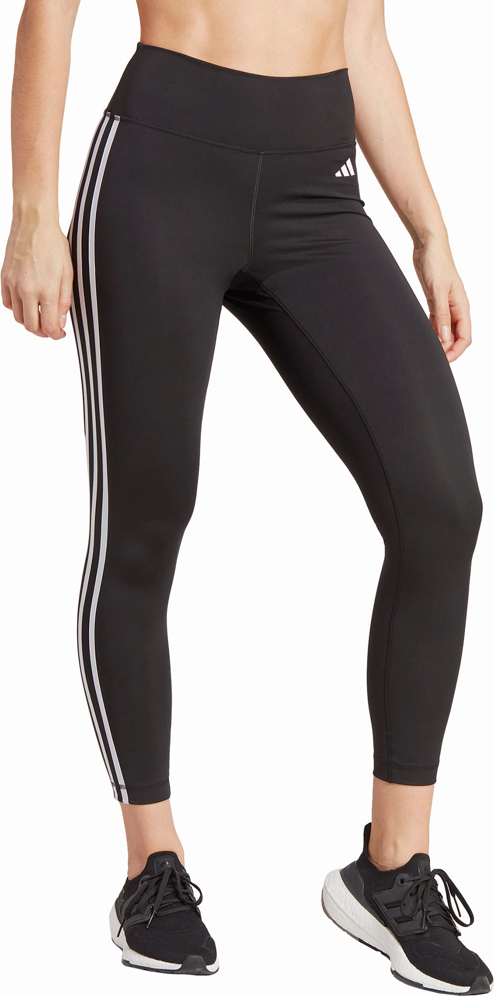 adidas Train Essentials 3 Stripes Womens 7/8 Training Tights - Black Stylish and Comfortable Beginner Level City Walk